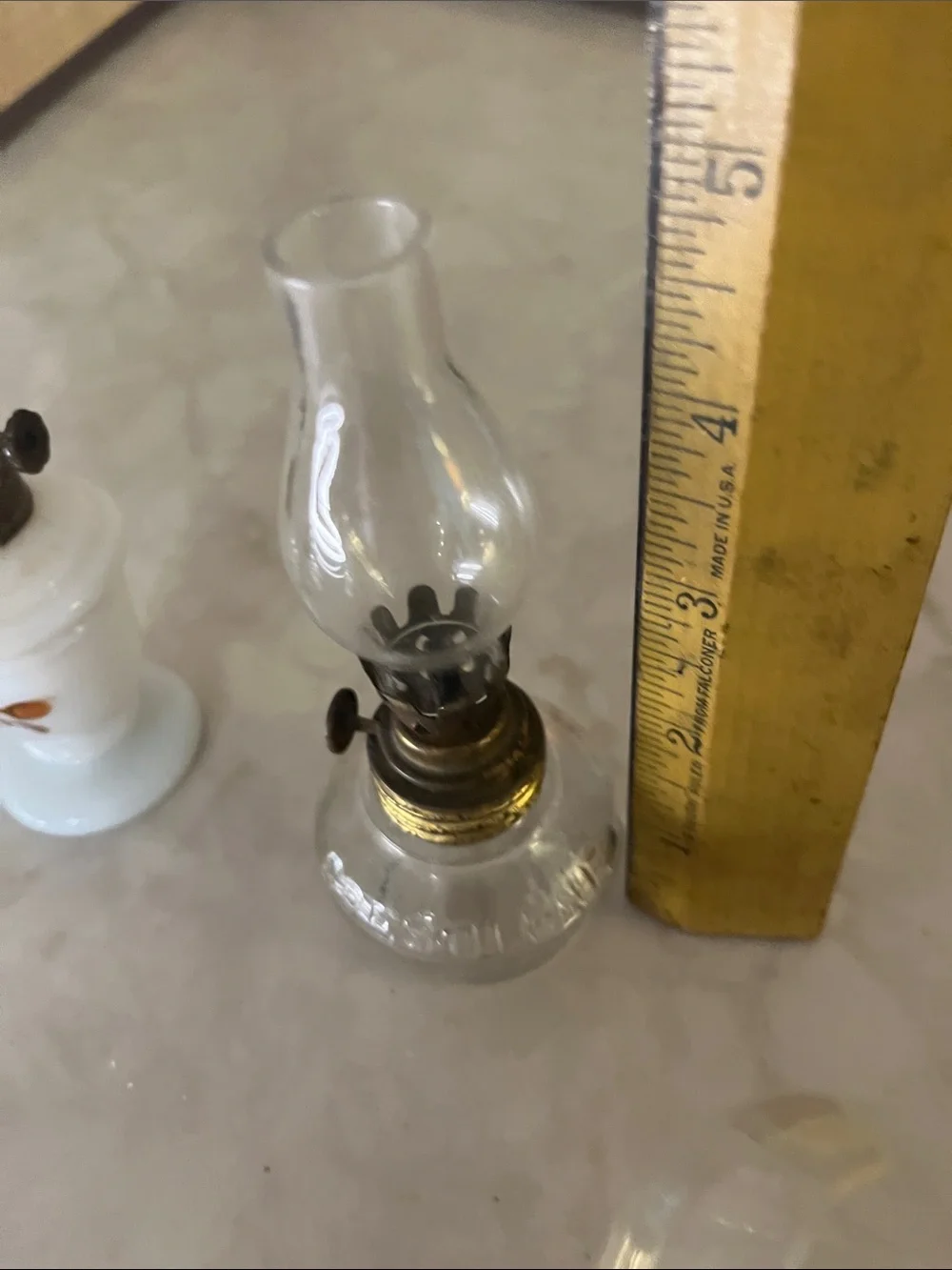 Lot of 3 Vintage Mini Glass Hurricane Oil Lamps and 2 hurricanes